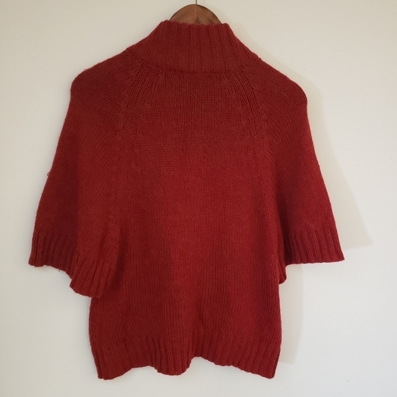 Calvin Klein Red Bat Wing Sleeve Poncho Sweater Wool Alpaca Blend Size Small - Picture 10 of 11